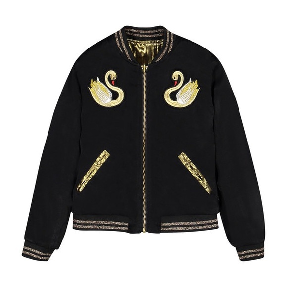 Little Marc Jacobs Star Swan Satin Reversible Black Gold Jacket Size 4 Kids New! - Picture 13 of 16